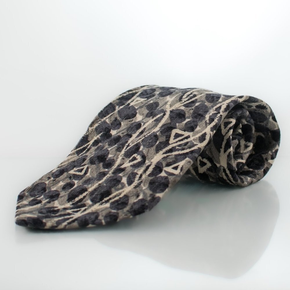 VINTAGE Silk Black Tie - Abstract Design | Karl Lagerfeld
